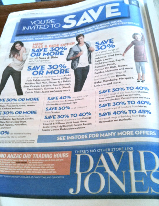 David Jones - blue 'Sale' ads...